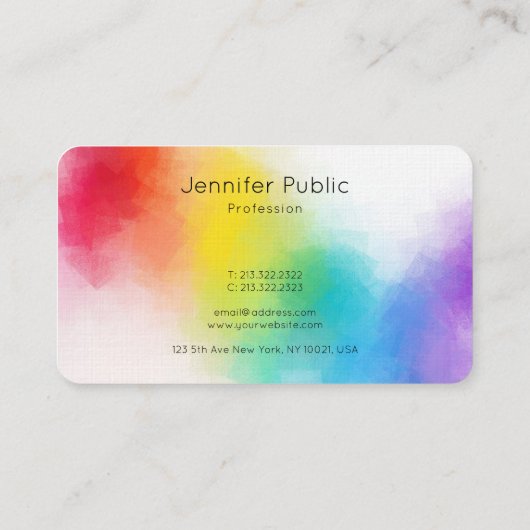 Kleurrijke Abstracte elegante Sjabloon Modern Line Visitekaartje (Achterkant)