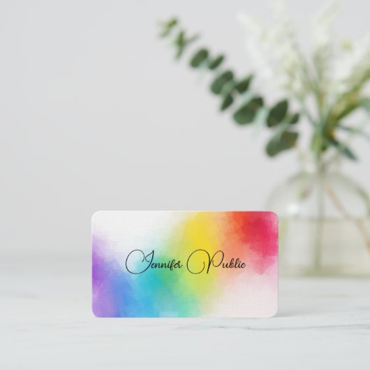 Kleurrijke Abstracte elegante Sjabloon Modern Line Visitekaartje (Staand voorkant)