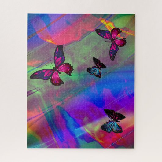 Kleurrijke abstracte en botervliegen legpuzzel (Verticaal)