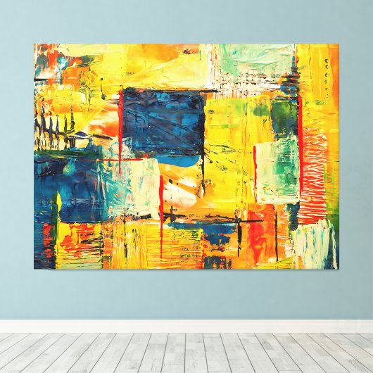 Kleurrijke Abstracte expressie Canvas Afdruk (Insitu (Houten vloer))