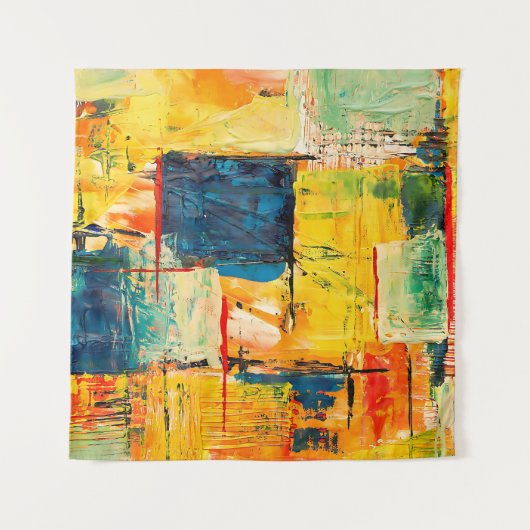 Kleurrijke Abstracte expressie Wandkleed (Voorkant)