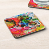 Kleurrijke Abstracte expressionistische Cat Art Pr Bier Onderzetter (Linkerzijde)