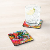 Kleurrijke Abstracte expressionistische Cat Art Pr Bier Onderzetter (Rechterzijde)