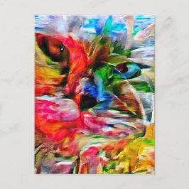 Kleurrijke Abstracte expressionistische Cat Art Pr Briefkaart