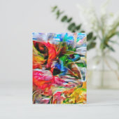 Kleurrijke Abstracte expressionistische Cat Art Pr Briefkaart (Staand voorkant)