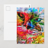 Kleurrijke Abstracte expressionistische Cat Art Pr Briefkaart (Voorkant / Achterkant)
