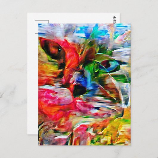 Kleurrijke Abstracte expressionistische Cat Art Pr Briefkaart (Voorkant / Achterkant)