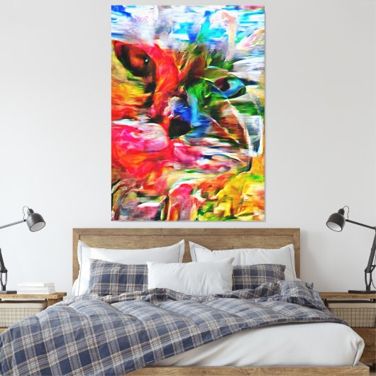 Kleurrijke Abstracte expressionistische Cat Art Pr Canvas Afdruk (Insitu (Slaapkamer))