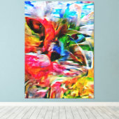 Kleurrijke Abstracte expressionistische Cat Art Pr Canvas Afdruk (Insitu (Houten vloer))