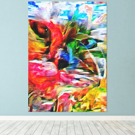 Kleurrijke Abstracte expressionistische Cat Art Pr Canvas Afdruk (Insitu (Houten vloer))