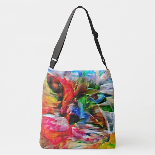 Kleurrijke Abstracte expressionistische Cat Art Pr Crossbody Tas (Achterkant)