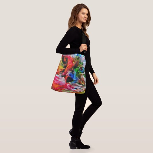 Kleurrijke Abstracte expressionistische Cat Art Pr Crossbody Tas (Op model)