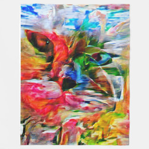 Kleurrijke Abstracte expressionistische Cat Art Pr Fleece Deken