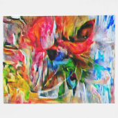 Kleurrijke Abstracte expressionistische Cat Art Pr Fleece Deken (Voorkant (Horizontaal))