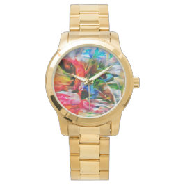 Kleurrijke Abstracte expressionistische Cat Art Pr Horloge