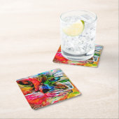 Kleurrijke Abstracte expressionistische Cat Art Pr Kartonnen Onderzetters (Insitu)