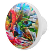 Kleurrijke Abstracte expressionistische Cat Art Pr Keramische Knop (Rechts)