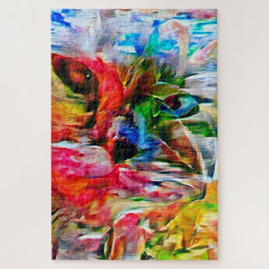 Kleurrijke Abstracte expressionistische Cat Art Pr Legpuzzel (Verticaal)