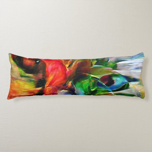 Kleurrijke Abstracte expressionistische Cat Art Pr Lichaamskussen (Voorkant)