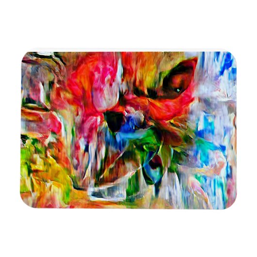Kleurrijke Abstracte expressionistische Cat Art Pr Magneet (Horizontaal)