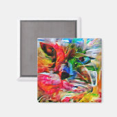 Kleurrijke Abstracte expressionistische Cat Art Pr Magneet (Voorkant / Achterkant)