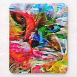 Kleurrijke Abstracte expressionistische Cat Art Pr Muismat