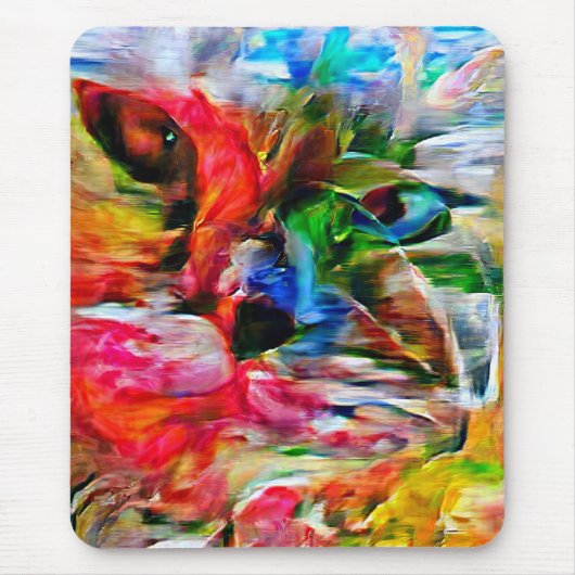 Kleurrijke Abstracte expressionistische Cat Art Pr Muismat (Voorkant)