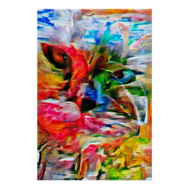 Kleurrijke Abstracte expressionistische Cat Art Pr Perfect Poster