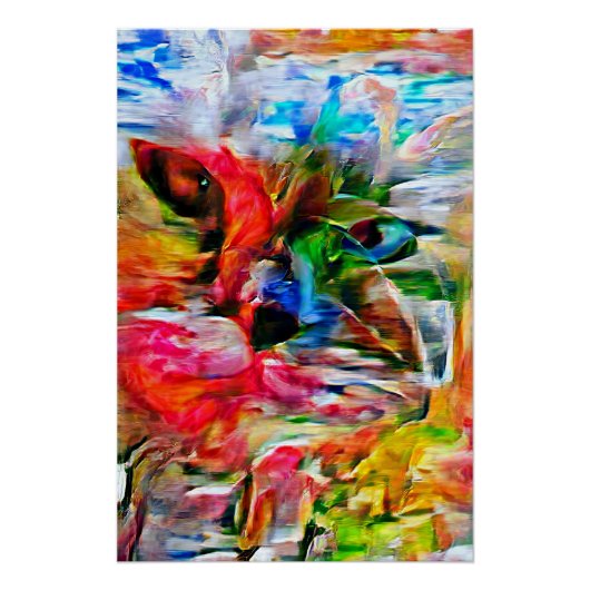 Kleurrijke Abstracte expressionistische Cat Art Pr Perfect Poster (Voorkant)