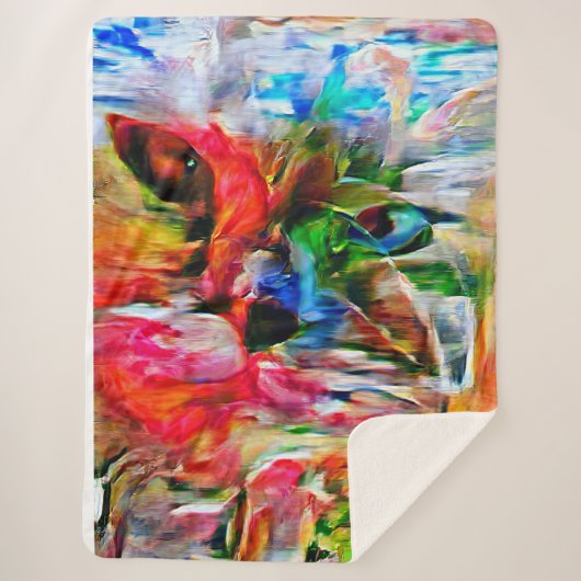 Kleurrijke Abstracte expressionistische Cat Art Pr Sherpa Deken (Voorkant)