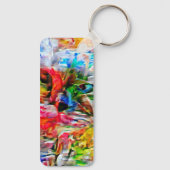 Kleurrijke Abstracte expressionistische Cat Art Pr Sleutelhanger (Achterkant)