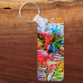 Kleurrijke Abstracte expressionistische Cat Art Pr Sleutelhanger (Voorkant)