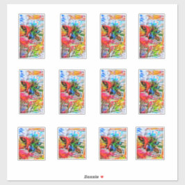 Kleurrijke Abstracte expressionistische Cat Art Pr Sticker