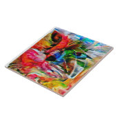Kleurrijke Abstracte expressionistische Cat Art Pr Tegeltje (Zijkant)