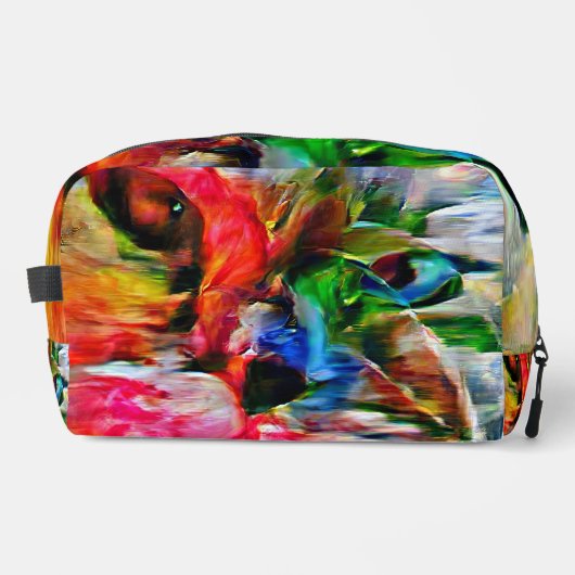 Kleurrijke Abstracte expressionistische Cat Art Pr Toilettasje (Voorkant)