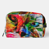 Kleurrijke Abstracte expressionistische Cat Art Pr Toilettasje (Achterkant)