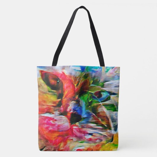 Kleurrijke Abstracte expressionistische Cat Art Pr Tote Bag (Voorkant)