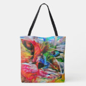 Kleurrijke Abstracte expressionistische Cat Art Pr Tote Bag (Achterkant)