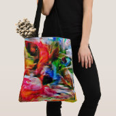Kleurrijke Abstracte expressionistische Cat Art Pr Tote Bag (Dichtbij)
