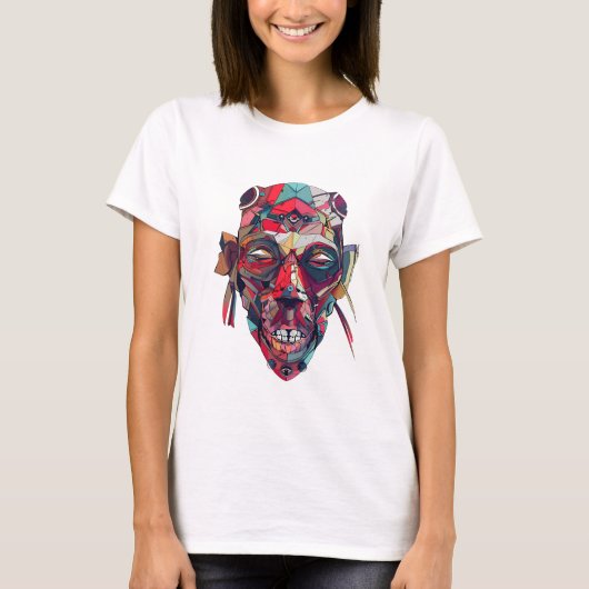 Kleurrijke Abstracte Face Art T-shirt (Voorkant)