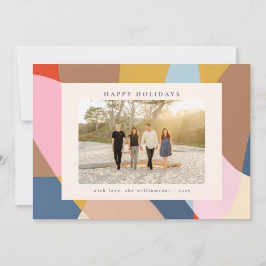 Kleurrijke Abstracte Familie Foto Helder Feestelij Feestdagenkaart (Voorkant)