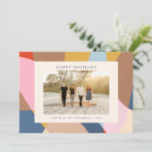 Kleurrijke Abstracte Familie Foto Helder Feestelij Feestdagenkaart (Staand voorkant)