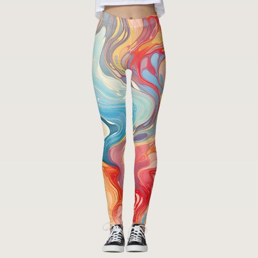 Kleurrijke abstracte fantasie leggings (Voorkant)