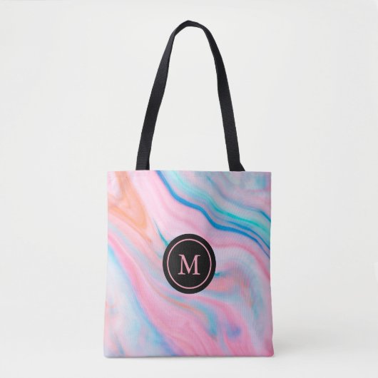 Kleurrijke abstracte faux agaat stenen textuur tote bag (Voorkant)