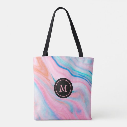 Kleurrijke abstracte faux agaat stenen textuur tote bag (Achterkant)