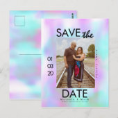 Kleurrijke Abstracte Fel Save The Dates Foto Briefkaart (Voorkant / Achterkant)