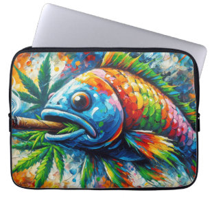 Kleurrijke Abstracte Fish Wall Decor Art Laptop Sleeve