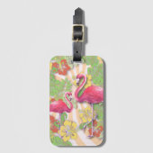 Kleurrijke Abstracte Flamingo & Bloem Bagagelabel (Voorkant (verticaal))