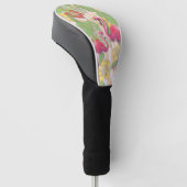 Kleurrijke Abstracte Flamingo & Bloem Golfheadcover (Schuin)