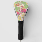 Kleurrijke Abstracte Flamingo & Bloem Golfheadcover (Voorkant)
